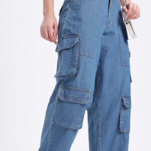 Women Cargo Pockets Baggy Jeans