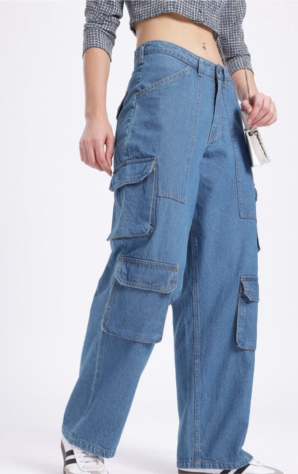 Women Cargo Pockets Baggy Jeans
