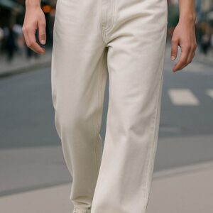 Men’s Beige Super Baggy Mid-Rise Jeans