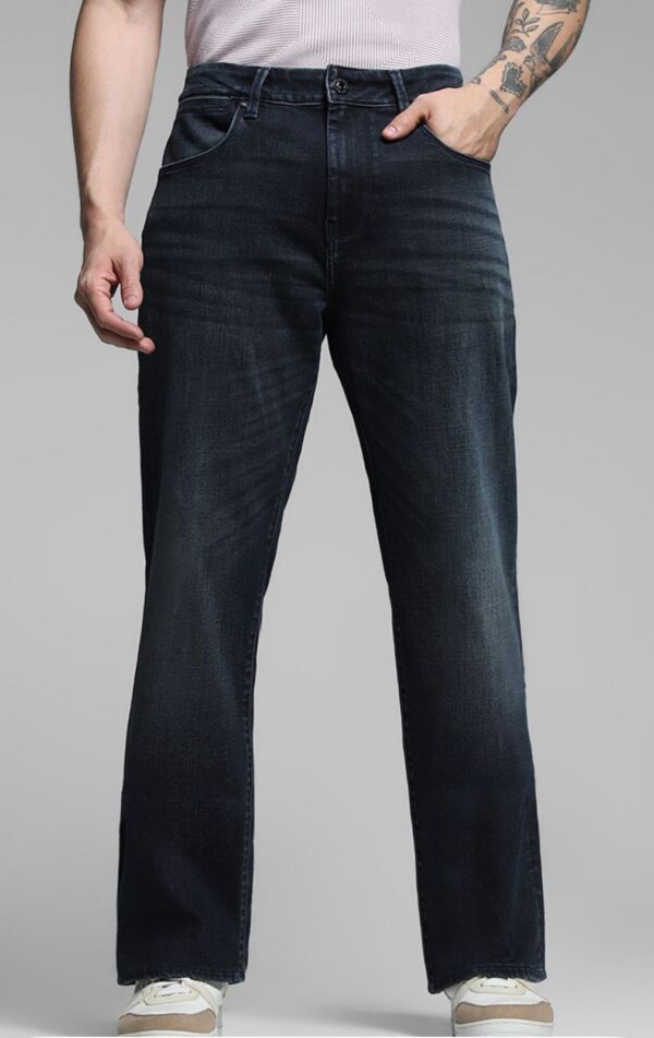 Men Bootcut High-Rise Light Fade Stretch Jeans